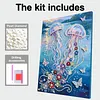 Two Jellyfish DIY Pearl Painting Kit with Frame 30x40cm Pearl Gem Paintings Picture Arts Craft for Adults Beginners Gift Home Wall Decor
