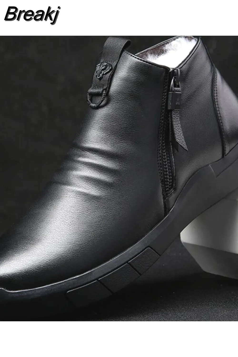 Breakj Men Shoes Designer Genuine Leather 100%wool Lining Winter Super Keep Warm Outdoor Ankle Boots Snow Boots Casual Sneakers 601-0