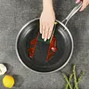304 Stainless Steel Frying Pan With Handle Universal Steak Cooking Pot Non-Coated Single Sided Honeycomb Skillet Suitable for Fried Egg Steak
