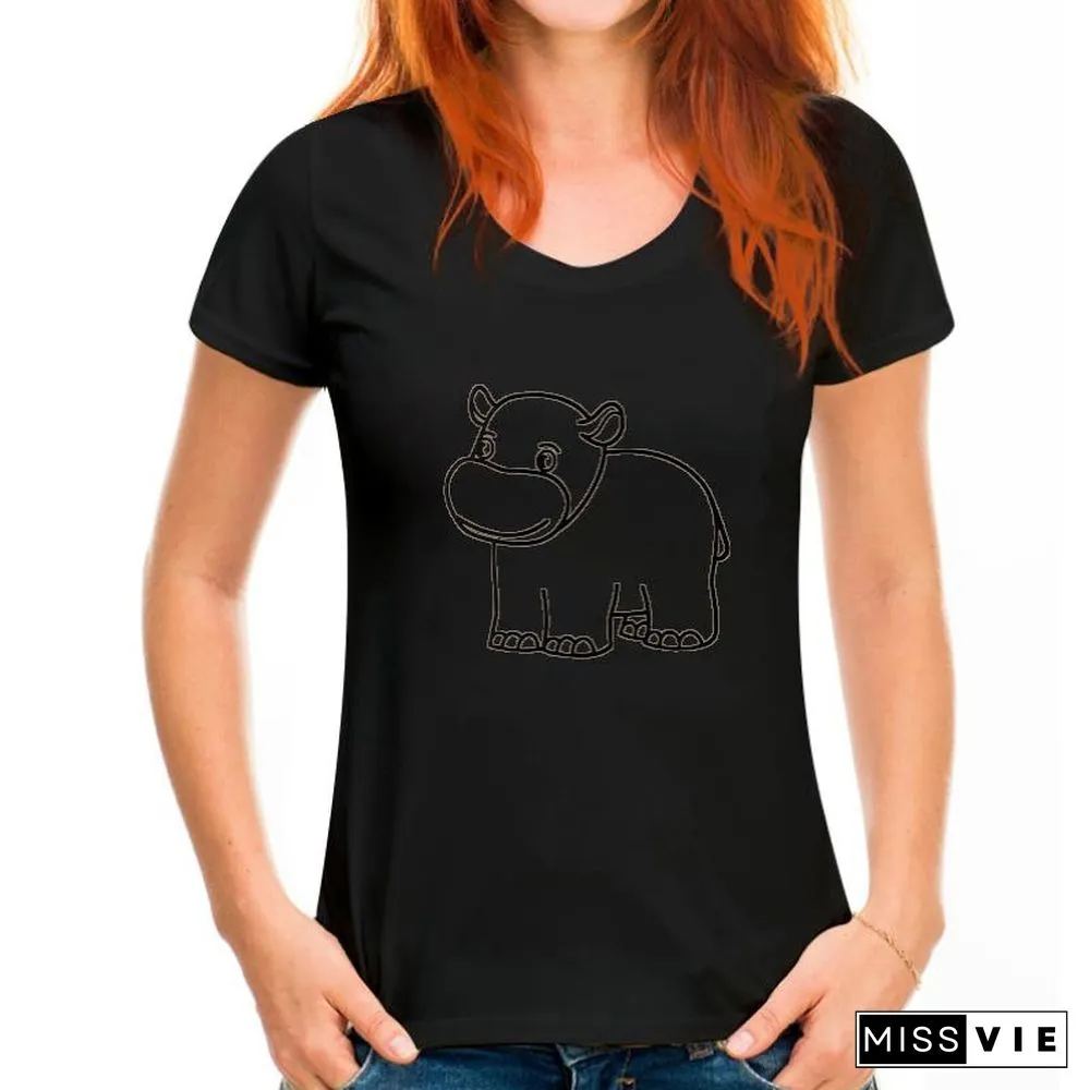 Summer T-Shirt Women Kawaii Cute Animal Print Casual Short Sleeve Fashion Aesthetic Girl Top Tees Oversized Female Clothing