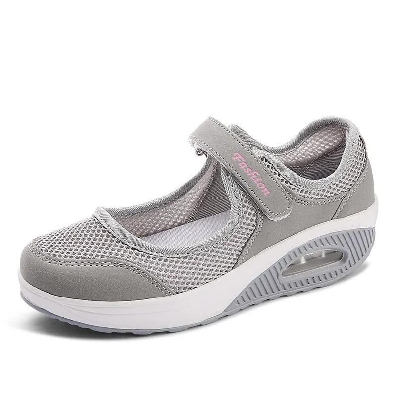Qengg Running Sneakers Women Fashion Mesh Breathable Casual Wedge Platform Hiking Shoes Female Tenis Feminino Zapatillas Mujer