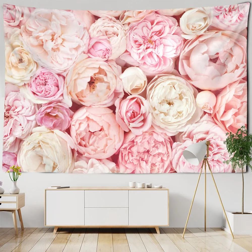 Flower Plant Tapestry Wall Hanging Bohemian Hippie Tapiz Aesthetics Room Bedroom Art Background Home Decor