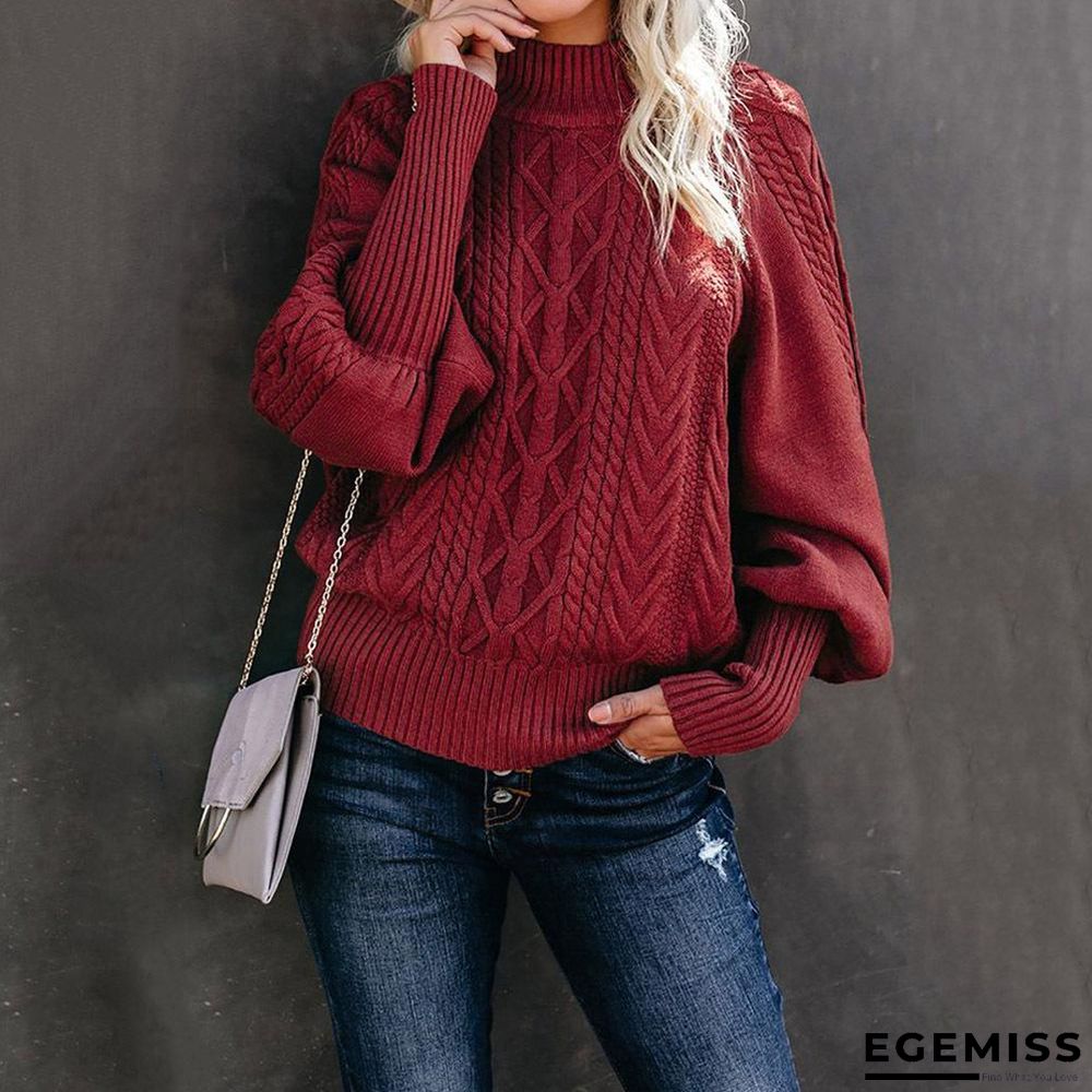 Collar Sweater Loose Long Sleeve Knitted Solid Color Sweater | EGEMISS