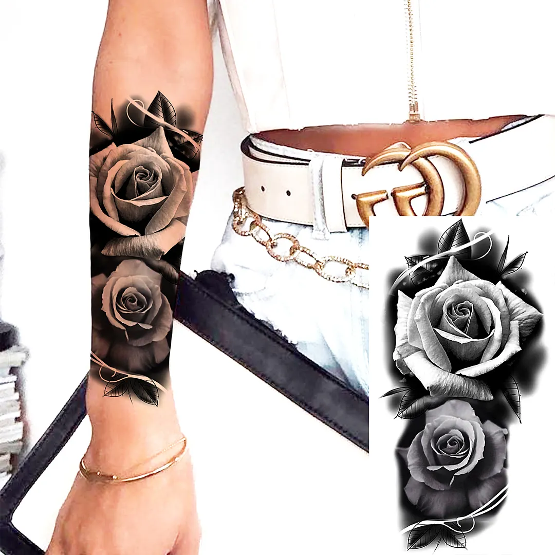 Sdrawing Skull Halloween Skeleton Temporary Tattoo For Men Adults Realistic Lion Tiger Wolf Scary Fake Tattoo Sticker Forearm Tatoo