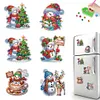 (US Local)6PCS  Xmas DIY Crystal Refrigerator Magnet for Decor (Christmas Snowman)