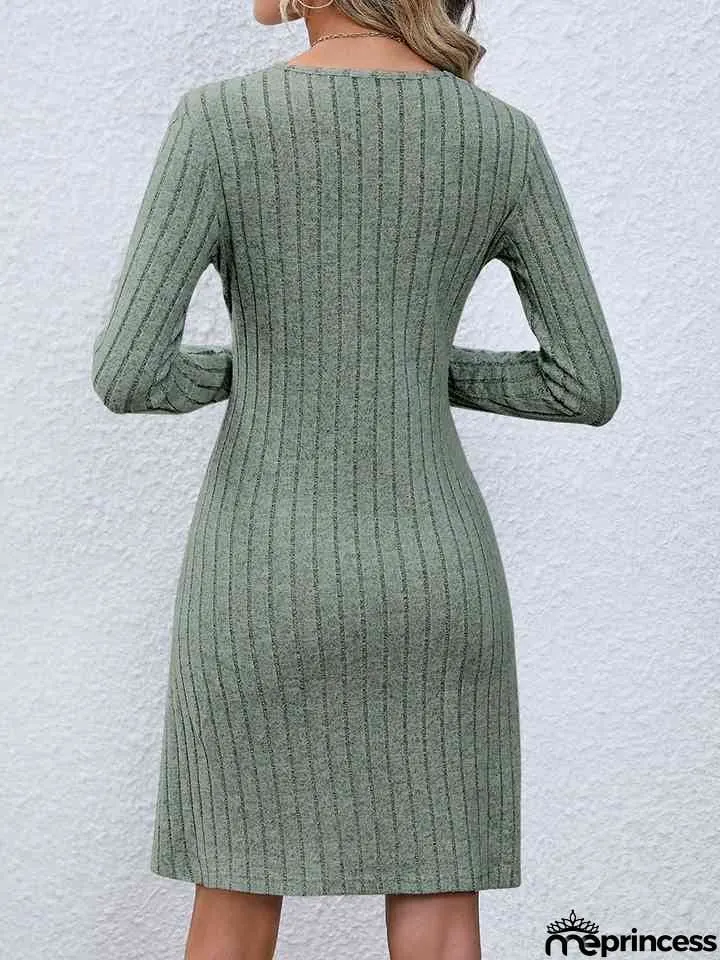 V-Neck Long Sleeve Mini Dress