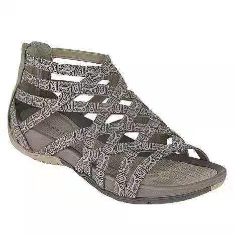 2021 Summer Women Sandals Round Toe Hollow wedges Sandals Casual Closed Toe Flat Rome Sandals plus size Leopard Sandals 514