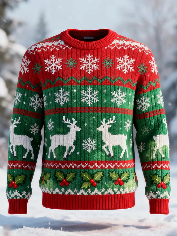 Men's Retro Casual Christmas Art Ugly Sweater 