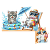 (US Local)Cat DIY Wooden Diamond Painting Door Topper Right Angle Sign for Party (Right)