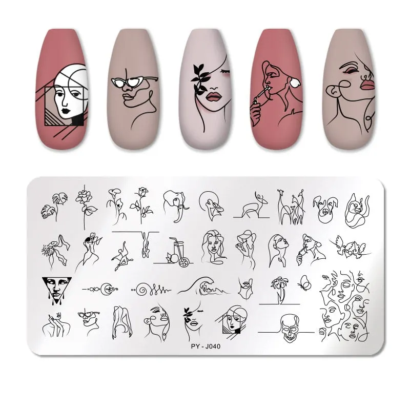 PICT YOU Nail Stamping Plates Flower Plant Pattern Nail Art Plate Stencil Stainless Steel Line Pictures Theme Image Plates Mold-Nail Inspo