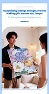 (40x50cm)Gold Foil Canvas Hot-stamped Floral Designs 5D DIY Diamond Painting Kit with Inner Frame