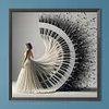Fille De Piano-Compl&egrave;te Rond Diamant Peinture-40*40CM