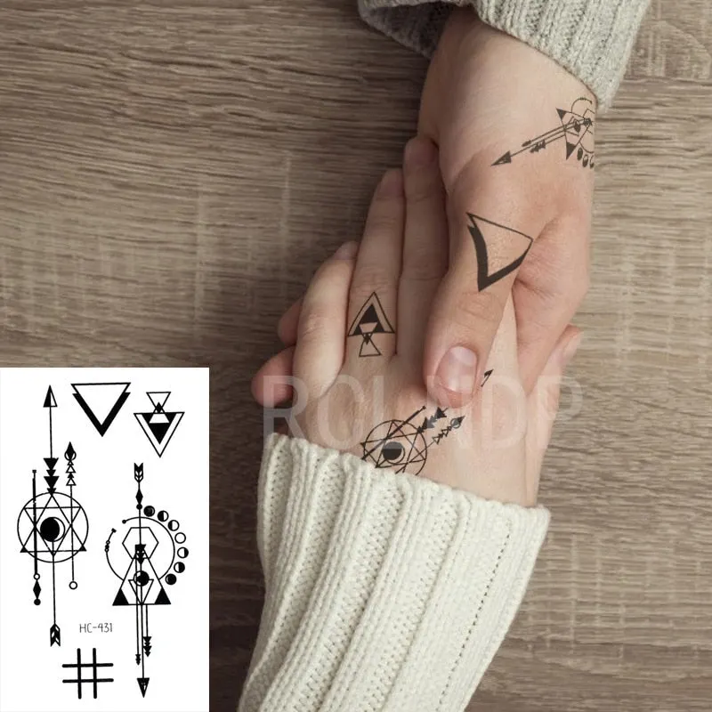 Waterproof Temporary Tattoo Sticker Small Cross Rose Flower on Finger Neck Hand Flash Tatoo Fake Tatto for Girl Women Men