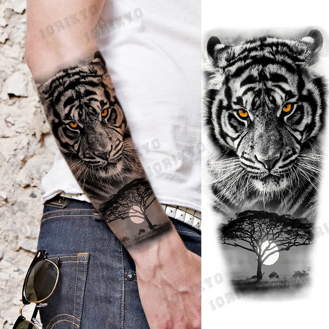 Black Devil Vampire Arm Temporary Tattoos For Women Adult Skull Lion Crown Compass Fake Tattoo Washable Body Art Painting Tatoos