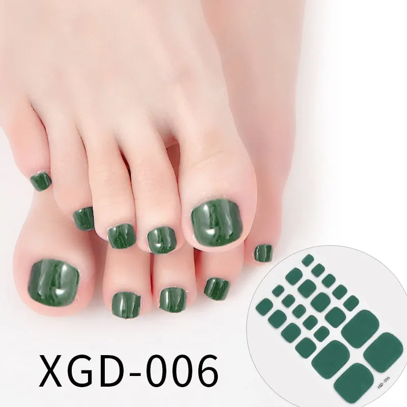 22tips Fashion Toe Nail Stickers/Strips Nail Art Fake Nails Stickers for Nails Toe Self-Adhesive Feet Stickers Drop Shipping