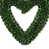 Heart Shaped Wreath Simulation Artificial Green Leaves Wreath for Front Door