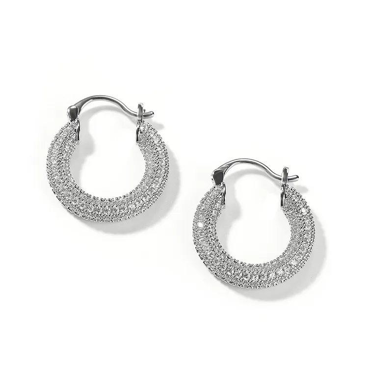 Iced Out Blank Circle Earrings Hip Hop Bling Bling For Women