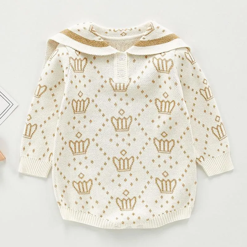 Spring Baby Girl Rompers Girl Long Sleeves Knit Sunflower Embroider Rompers Autumn Baby Girl Newborn Rompers Clothes