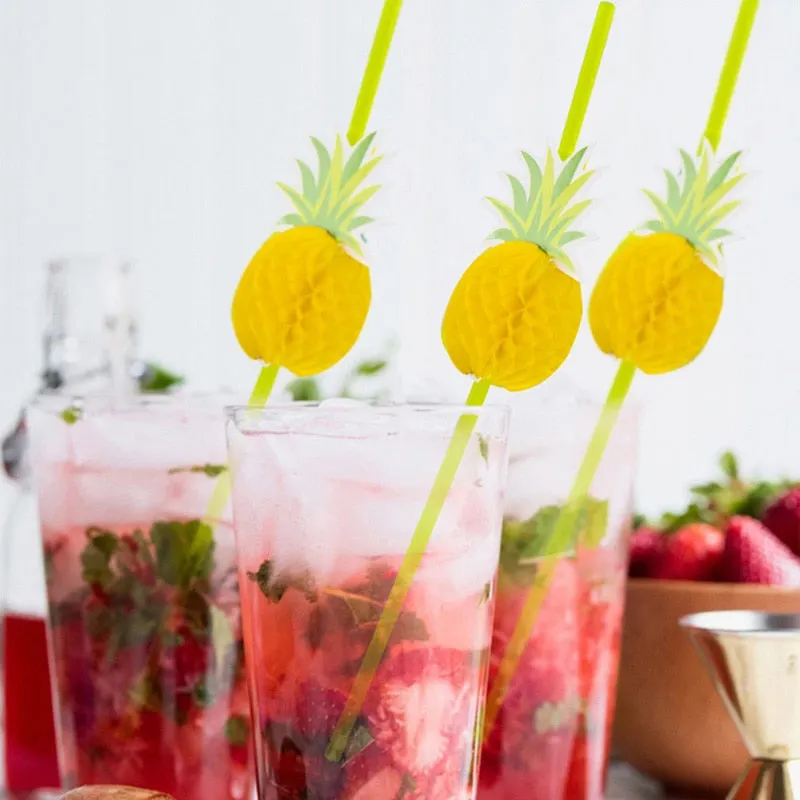 25/50Pcs Flamingo Pineapple Drinking Straws Hawaii Beach Tropical Birthday Party Decoration Summer Pool Party Wedding Supplies