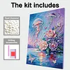 Flower Jellyfish DIY Pearl Painting Kit with Frame 30x40cm Pearl Gem Paintings Picture Arts Craft for Adults Beginners Gift Home Wall Decor