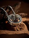 Sterling Silver Pixiu Men's Necklace For Blessing, Personality, High-end, Niche Gift, Luck Transfer Double Ring Pendant