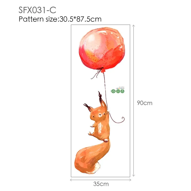 Animal Cartoon Wall Stickers For Kids Rooms Balloon Bunny Decorative 3D Wall Stickers For Children Rooms Large Kids Wall Decals