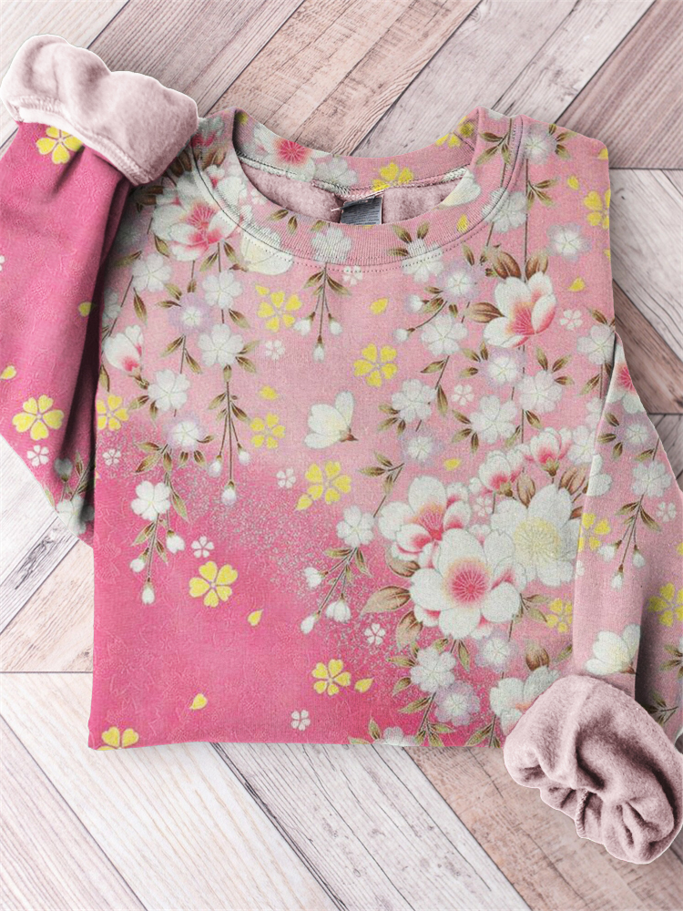 Cherry Blossom Traditional Japanese Art Contrast Sweatshirt artswardrobe