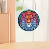 2pcs Diamond Painting 2D Flat Lion Pendant Decor for Home & Windows