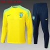 2024 Brazil Half-Pull Training Suit Yellow Football Shirt 1:1 Thai Quality
