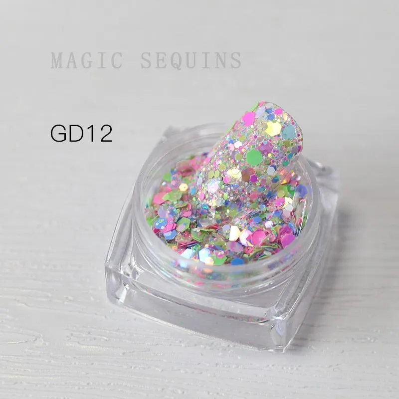 Iridescent 3D Ultrathin Sequins Nail Glitter Flakes Slices Purple White Sparkly DIY Tips Dazzling Paillette Nail Art Decorations