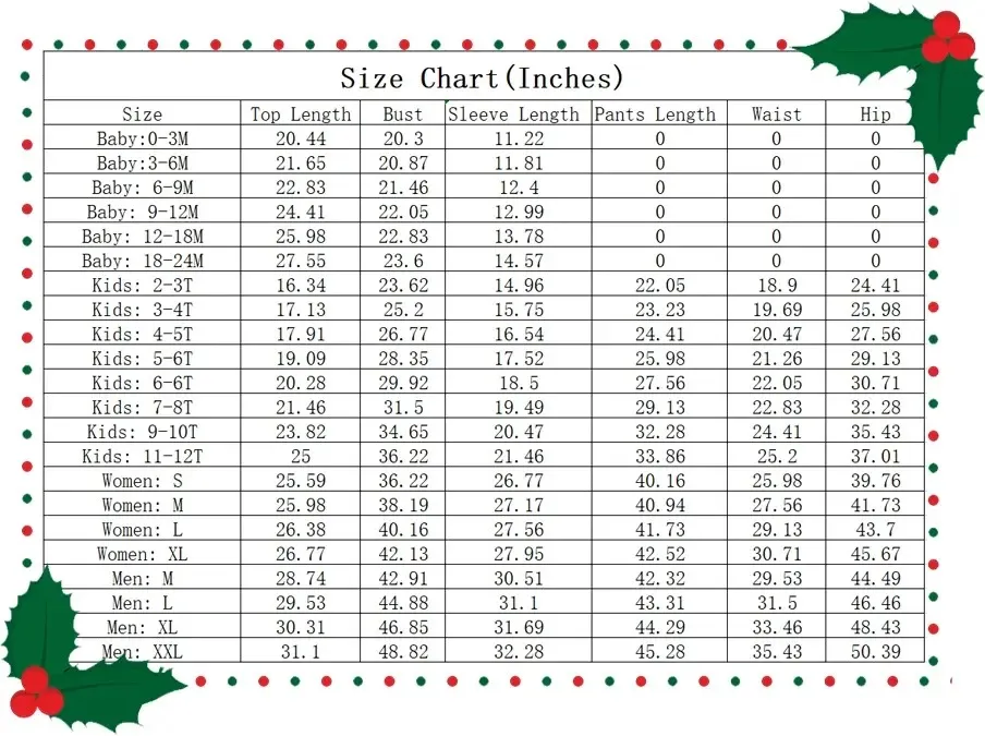 Family Christmas Elf Print Pajamas Sets
