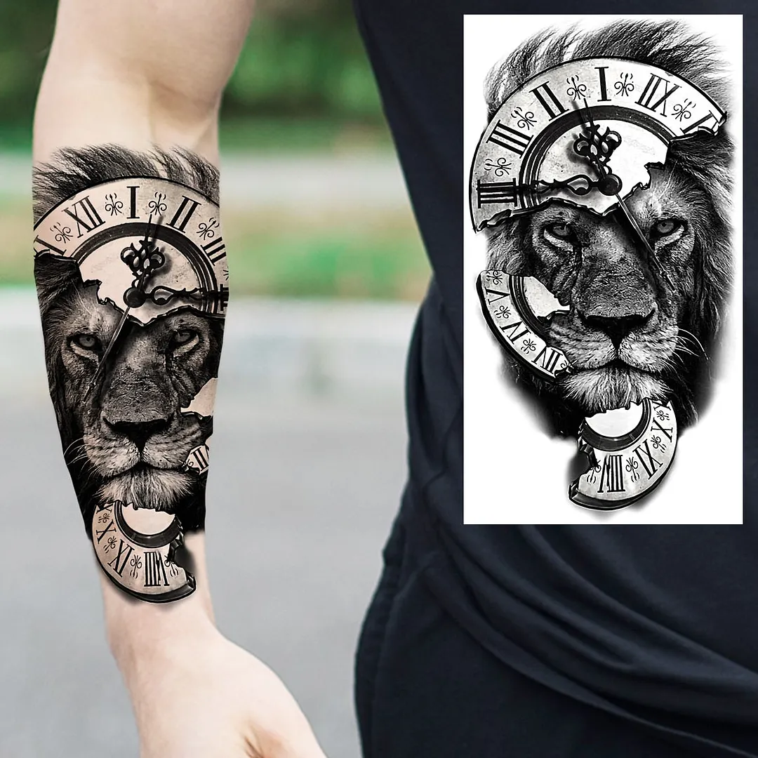 Halloween Clown Joker Scary Temporary Tattoos For Men Women Realistic Scary Lion Waterproof Tattoo Forearm Tatoos Vampire