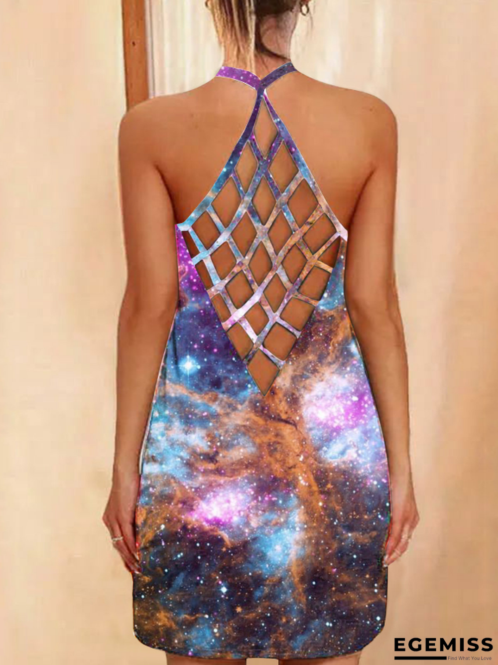 New Printed Sexy Hollow Neck Slim Dress Women In Summer | EGEMISS