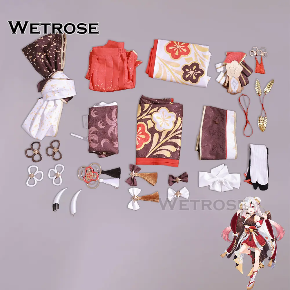 [Wetrose] In Stock Hololive Vtuber Nakiri Ayame 7th Anniversary Kimono Cosplay Costume 百鬼あやめ７周年和風着物新衣装コスプレ