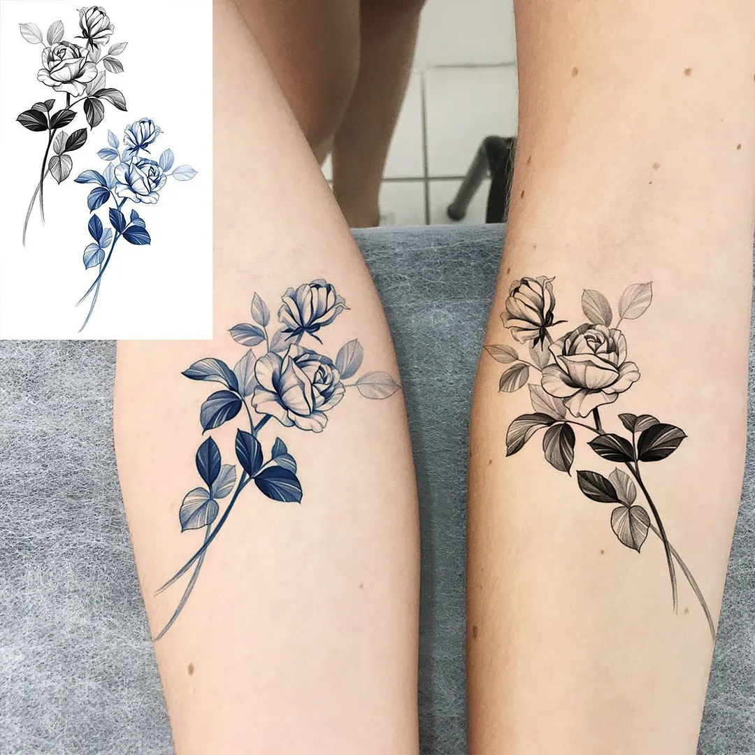 Lotus Mandala Flower Deer Sexy Temporary Tattoos For Women Neck Back Adult Geometric Tribe Fake Tattoo Body Art Waterproof Tatoo