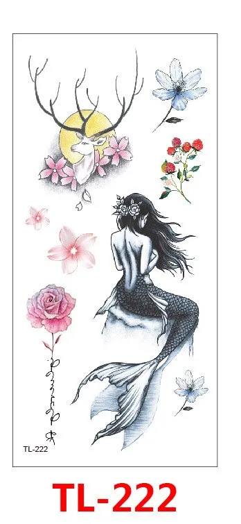 Waterproof Temporary Tattoo Sticker Mermaids Animals Flowers Designs Tattoos Body Art Arm Fake Tatoo Women Men
