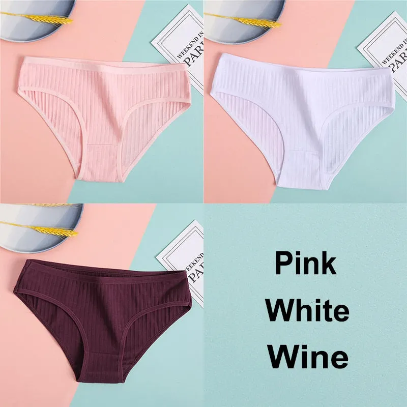 3PCS Cotton Panties Women's Underwear Casual Solid Color Panties for Women Intimate Lingerie Sexy Briefs Female Underpants M-XL