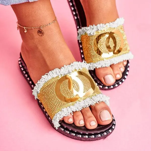 Cute Metal Tassels Slippers