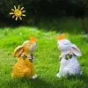 Statue de jardin lapin avec lumi&egrave;re solaire papillon