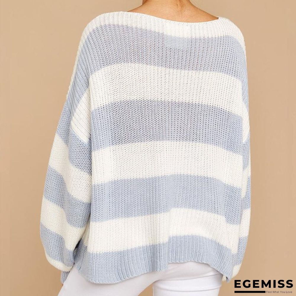 Autumn and Winter New Striped Crew Neck Large Sweater | EGEMISS