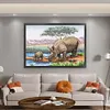 >SALE<Full Embroidery Eco-cotton Thread 11CT Printed Rhinoceros Cross Stitch 70x55cm