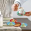 9Pcs Diamond Painting Wooden Christmas Cartoon Coasters with Holder Gift for Mom