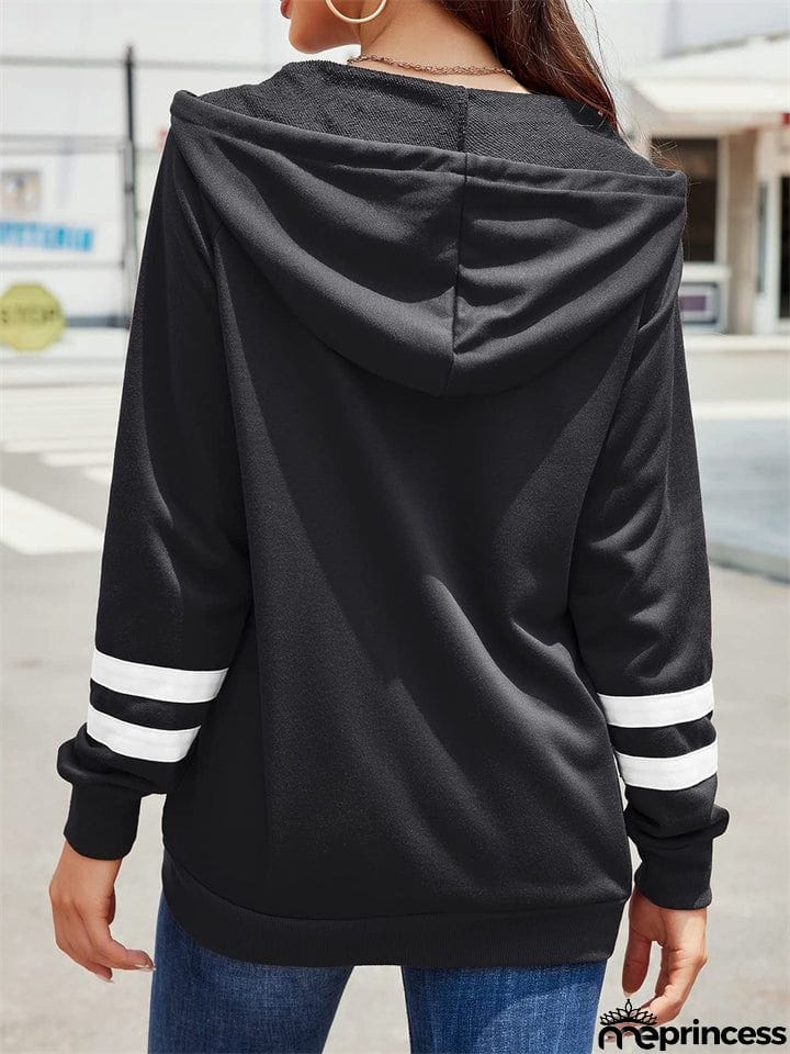 Sporty Zipper Long Sleeve Hoodies