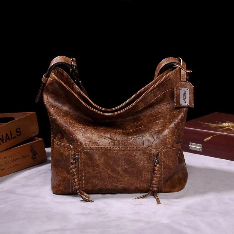 Vintage brand style single shoulder cross-arm capacity women's bag