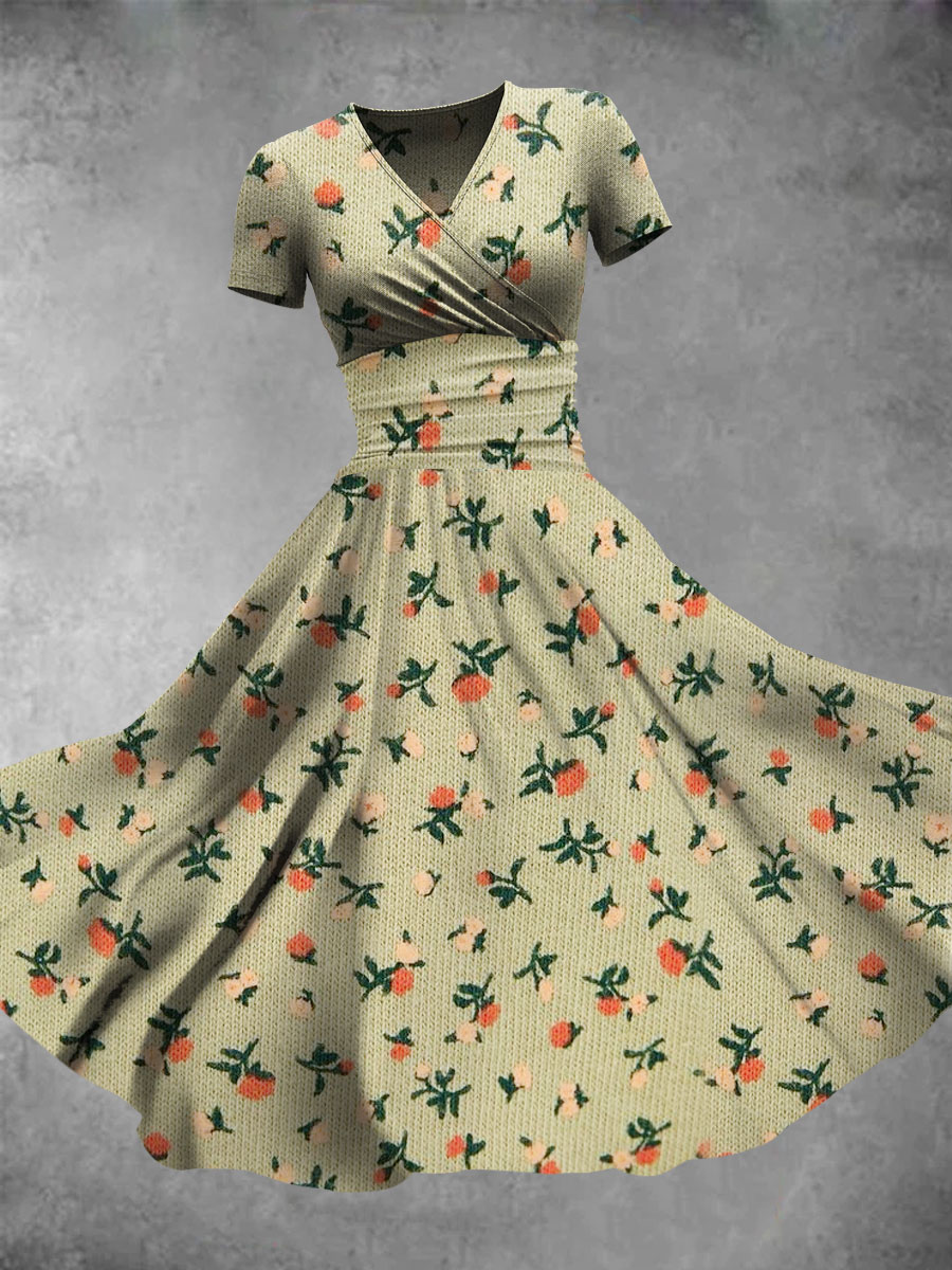Women's Casual Flower Art Print Maxi Dress