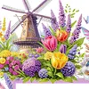Windmills Flowers Birds 5D DIY Wooden Diamond Painting Door Topper (Left)