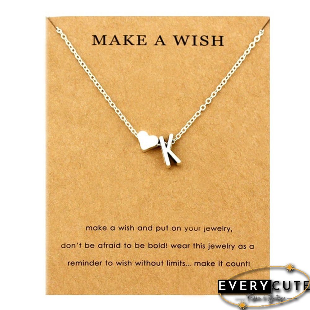 Fashion 26 Letters Sweater Chain Necklace Tiny Love Heart Pendants for Women Collier Lovers Gift Choker Necklace Pendant Gifts Jewelry Friendship Gifts