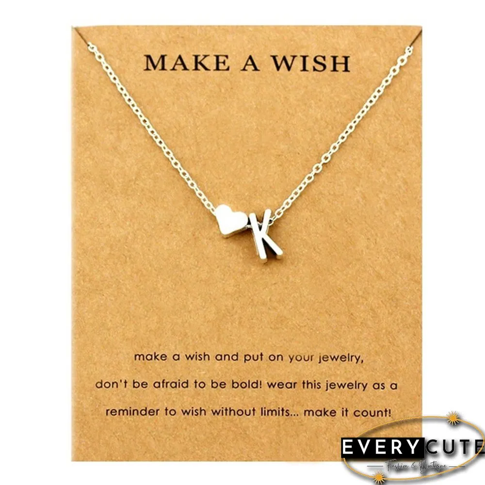 Fashion 26 Letters Sweater Chain Necklace Tiny Love Heart Pendants for Women Collier Lovers Gift Choker Necklace Pendant Gifts Jewelry Friendship Gifts