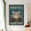 Retro Poster - Today Is A Good Day Cat-11CT Stamped Cross Stitch 40*60cm/15.75*23.62in (Big Size)