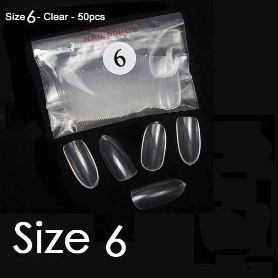 50Pcs/bag Natural Clear Nails Same Size Of Oval Shape False Nail Tips Purchase Specific Sizes Fake Nails For Paintting Prastic-Nail Inspo